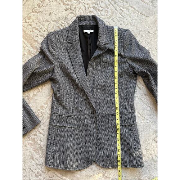 Rebecca Minkoff Wool Blend Herringbone Blazer Gray Black Jacket Size 4 - Picture 8 of 8